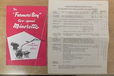 The Farmers Boy Minorette Vintage Garden Tractor Rotavator Mower Brochure • £6.99