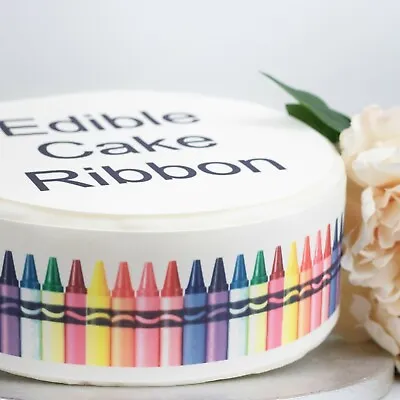 Colourful Crayons Edible Icing Cake Ribbon / Side Strips (3 Strips) • £5.79