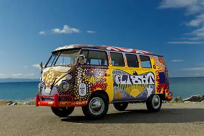 Volkswagen Woodstock Psychedelic VW Bus Color 8 X10  Photo Poster • $9.99