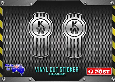 KENWORTH Logo X 2 Truck Vinyl CUT Sticker Decal CHROME 95mm Bullbar Bonnet Rig • $9.75