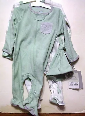 Cloud Island 3 Piece Set Includes Hat Mint Green Size 0-3m • $1.99