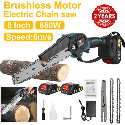 8inch Mini Cordless Chainsaw Electric One-Hand Saw Wood Cutter Set+2 Batteries • £33.14