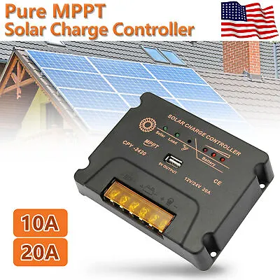 US 12V/24V Pure MPPT 10A/20A Solar Charge Controller Panel Regulator DC 5V USB • $23.49