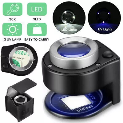 30X Magnifying Glass With UV Light Jewelry Loop With LED Coin Magnifier Loupe • $18.97