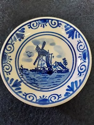 Elesva Delft Mini Dish Holland Windmill 2 3/8  Butter Pat Or Trinket Dish • $5