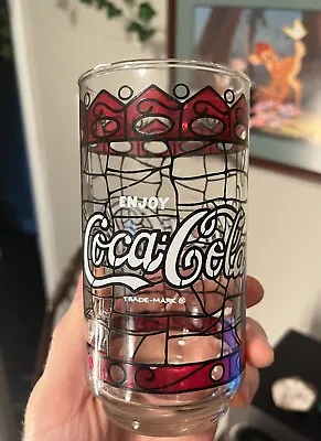 Vintage COCA-COLA Drinking Glass Soda Cup Tiffany Style Stained Glass Coke • $15