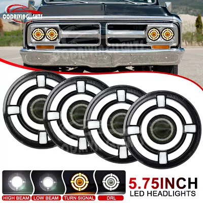 4PCS 5.75 5-3/4  Round Led Hi/Lo Beam DRL Headlights For GMC C15/C1500 1961-1972 • $89.99