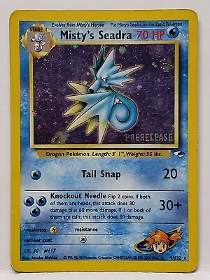 Misty's Seadra PRERELEASE 9/132 Gym Heroes WOTC Pokemon Card HIGH PLAY SWIRL!! • $4.94
