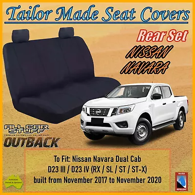 Canvas Rear Seat Covers For Nissan Navara NP300 D23 Dual Cab: 11/2017 - 11/2020 • $128.99