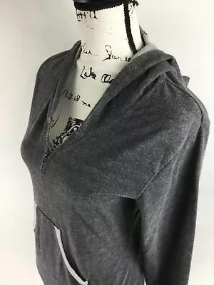 VENUS Women's Dark Grey Casual Fit Half-Zip Long-Sleeved Hoodie Size 36/38 • $6.75