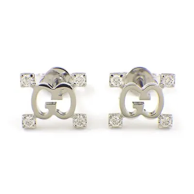 GUCCI Pierced Earrings Icon Star Dust GG Logo Diamond 750(18K) White Gold • $968.12