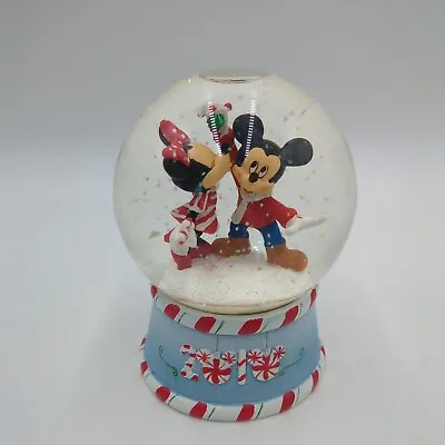 Disney Stores Mickey Minnie Mouse Kissing Mistletoe Christmas Snowglobe • $22.99