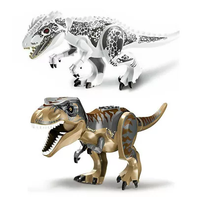 2 Pcs Large Dinosaur Figure Big Size Indominus T Rex Blocks Fit Le-go Toy Gift • £11.19