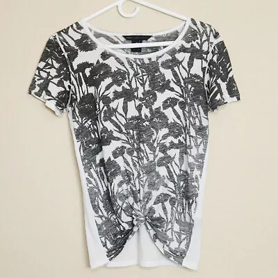 Marc By Marc Jacobs Tee Shirt Top Short Sleeve Pima Cotton Floral White Black XS • £9.60