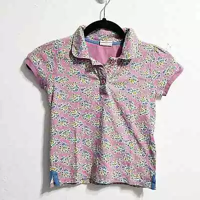 Mini Boden Floral Flower Polo Button Short Sleeve Top Shirt 5-6y Lavender Purple • $14