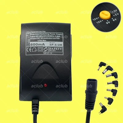 $26 • Buy 0.8A Regulated AC/DC Power Supply Adapter 100V-240V To 3V 5V 6V 9V 12V 15V