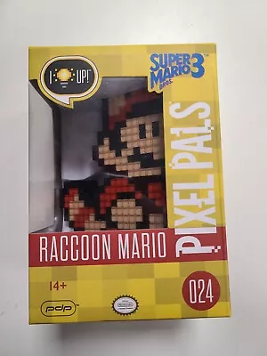 Pixel Pals 024 Raccoon Mario Super Mario 3 Light Up 8-Bit Figure FREE SHIPPING • $33.43