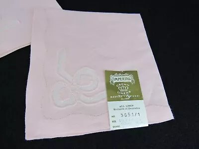 UNUSED Vtg IMPERIAL Crown Madeira Linen Napkins Set Of 2 ORIG LABEL Pink • $24