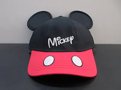 Disney Hat Cap Snap Back Black Red Mickey Mouse Ears Magic Kingdom Mens • $18.88