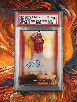 2024 Topps Tribute Mike Trout Pillars Of The Game Auto /10Color Match PSA 9   • $900