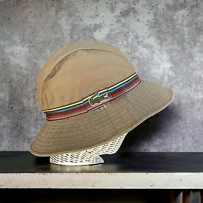 Vintage Izod Lacoste Womens Bucket Hat Beach Tennis Golf Beige Khaki Tan • $58.11