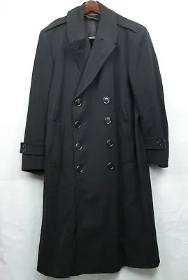 VTG USGI Clothing Supply Office Mens Trench Coat 39R  Black Wool Double Breasted • $69.99