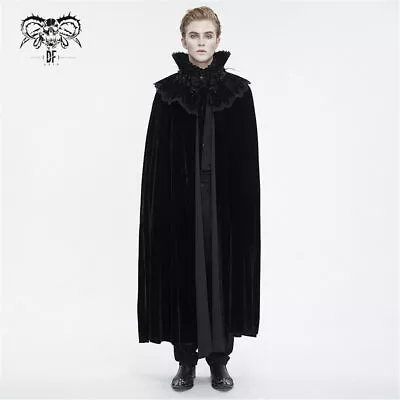 Devil Fashion Men Black Gothic Vampire Lace Trimmed Velvet Cape Cosplay Vampire • $92.33