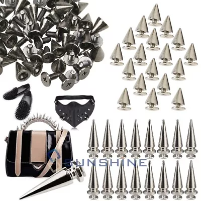 $10.99 • Buy Cone Metal Spikes Punk Rivets Screwback Studs For Leather Shoes Jacket Bag Craft