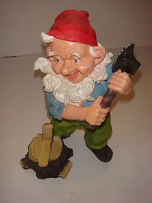 23cm MAD AXE GNOME - TRADITIONAL GARDEN ORNAMENT - GNOME WITH A CHOPPER !!!!!!! • £14.99