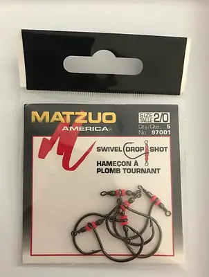 100 (20 Packs Of 5) Matzuo 97001 Drop Shot Swivel Hooks Size 2/0 • $49.99