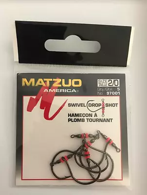 20 (4 Packs Of 5) Matzuo 97001 Drop Shot Swivel Hooks Size 2/0 • $11.49