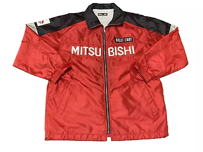 Ralliart Mitsubishi Motors Nylon Jacket Size Large Red Black Vintage WRC Rally • $219