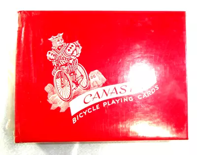 RED Vintage Canasta Bicycle Playing Cards Still Wrapped In Original Box NOS!! • $29.95