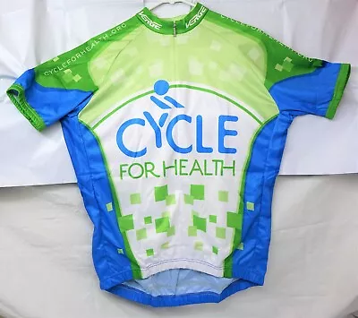 Verge Men's Large Short Sleeve Cycling Jersey Cycle For Health Green/Blue/White • $5.99