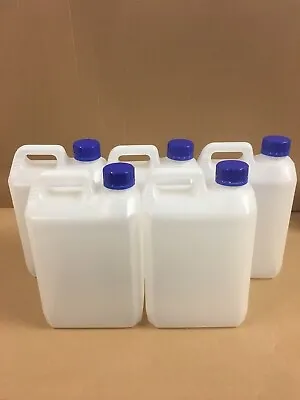5x 2500ml Litre 2.5ltr Plastic Jerry Can Bottle Water Carrier Container And Cap • £13.99