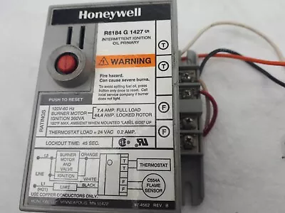 R8184G1427 Honeywell Oil Burner Control 120V 45sec R8184 G 1427 • $93.60