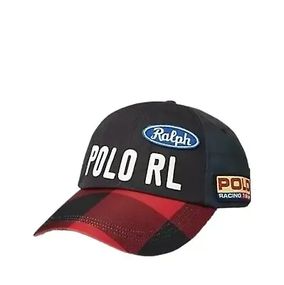 NWT Polo Ralph Lauren Blackwatch Red Plaid Long Bill Patch Racing Hat Cap OS • $79.99