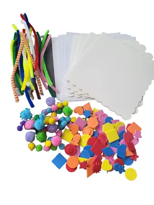 £6.49 • Buy Childrens Craft Card Making 4 Cards Pipe Cleaners Pom Poms Shape Foam Sticker C