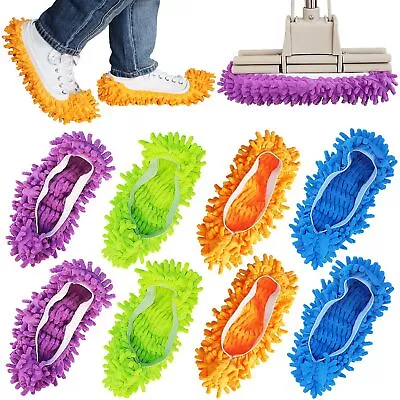 4 Pairs Shoes Cover Dust Duster Multi Function Reusable Mop Slippers Microf... • $9.43