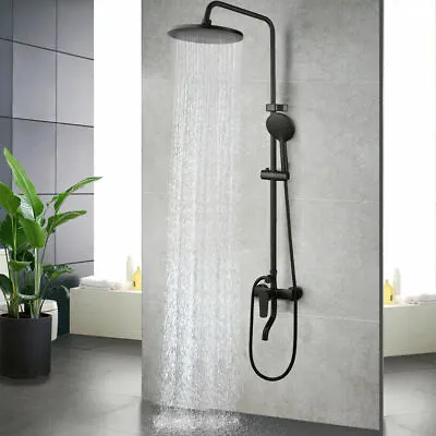 $54.98 • Buy US Rain Black Shower Faucet Set Round Head Wall Mount Mixer HandHeld Sprayer Tap