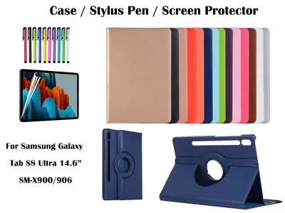  For Samsung Galaxy S8 Ultra 14.6  X900 Screen Film/Rotate PU Leather Case Cover • $7.99