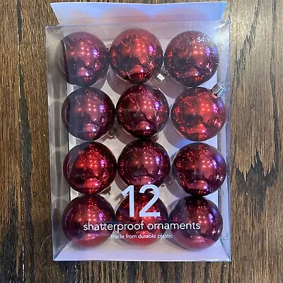 Martha Stewart Everyday Christmas Shatterproof Ornaments Balls Red Burgundy • $10