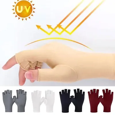£3.26 • Buy Ice Silk Womens Outdoor Half-finger Gloves Summer Anti UV Sun Protection Mittens