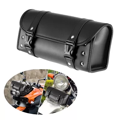 Motorcycle Tool Bag Front Fork Handlebar Saddlebag PU Leather Storage Pouch • $24.99