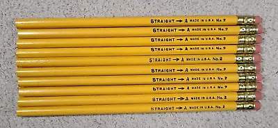 Vintage Straight A No. 2 Wood Pencils USA Made 10 Lot Zayre Corp. NEW NOS • $4.99