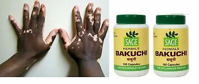 Pure Bakuchi 100 Capsule For Vitiligo Skin Remove White Patche Eczema Pack Of 2 • $28.99