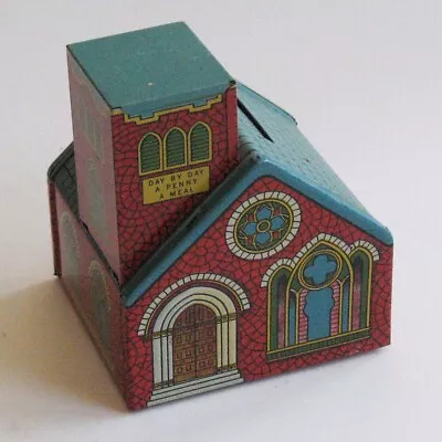 Toy Bank Vintage Litho Tin Church J. Chein USA • $18