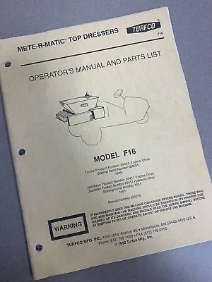 TurfCo Mete-R-Matic Top Dresser Parts Manual Service Cushman Toro MeterMatic • $24.99