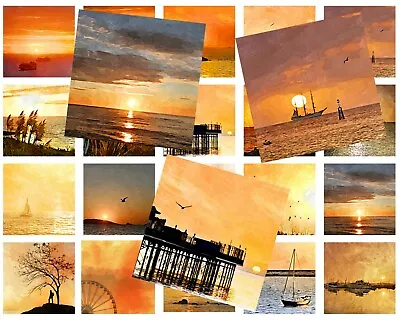 £2.49 • Buy  Greeting Cards Happy Birthday Thank You Blank Inside Art Sunset And Sunrise
