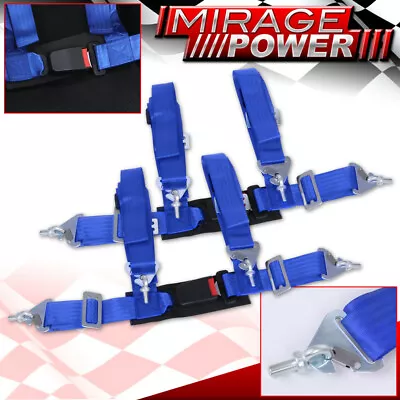 Blue 4 Point Safety Seat Belt Harness Strap Pair 2  W/ Buckle Latch On / Off • $37.99